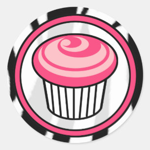 Etiqueta cor-de-rosa do aniversário do cupcake -