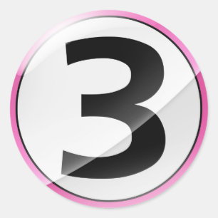 Etiqueta cor-de-rosa do número 3