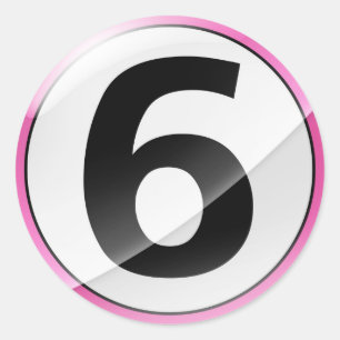 Etiqueta cor-de-rosa do número 6
