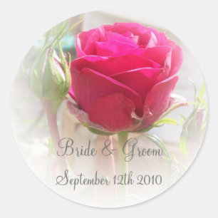 Etiqueta cor-de-rosa dos noivos do Rosebud