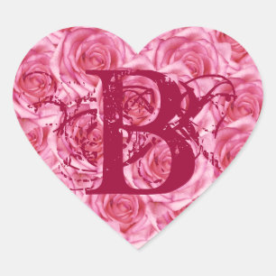 Etiqueta cor-de-rosa dos rosas da letra B do