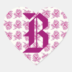 Etiqueta cor-de-rosa dos rosas da letra B do