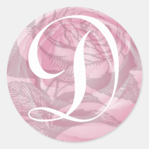 Etiqueta cor-de-rosa dos rosas da letra D do