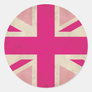 Etiqueta cor-de-rosa velha de Union Jack