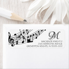 Etiqueta Cor Personalizada do Monograma de Notas de Música