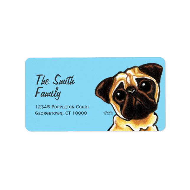 Etiqueta Cor Personalizada Grande do Pug Face (Frente)