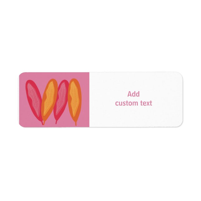 Etiqueta cor rosa personalizada com penas (Frente)