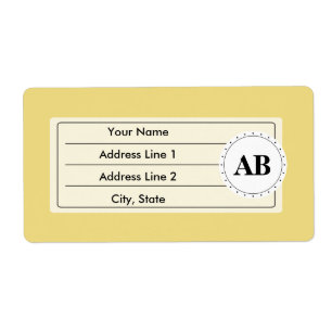 Etiqueta Cor sólida amarela amarela com monograma