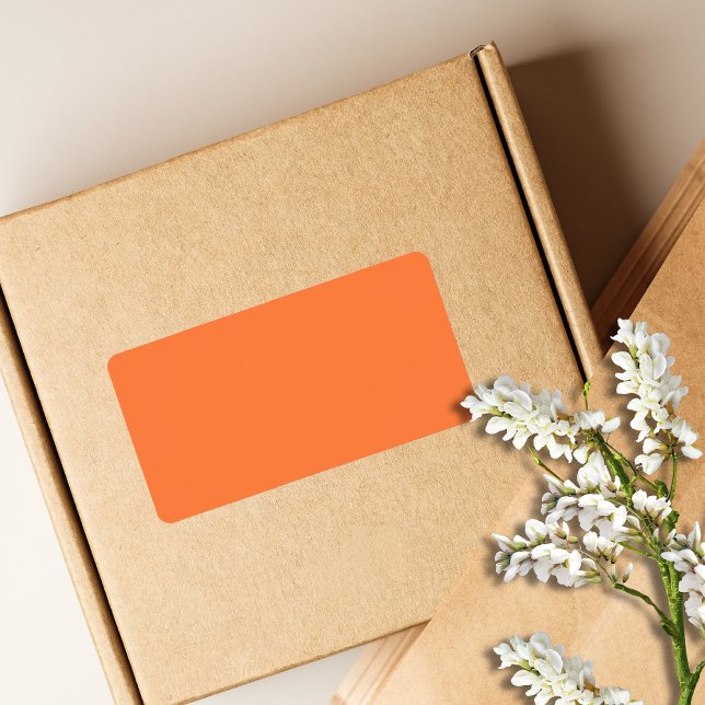 Etiqueta Cor Sólida Laranja Mango | Clássico | Elegante (Criador carregado)