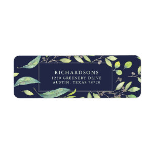 Etiqueta Cor Verde Folha em Azul à Meia-Noite