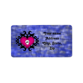 Etiqueta Coração do crânio gótico