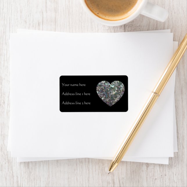 Etiqueta Coração do mosaico prateado cintilante (Insitu)