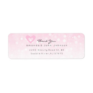 Etiqueta Coração Rosa Delicado Obrigado Casamento