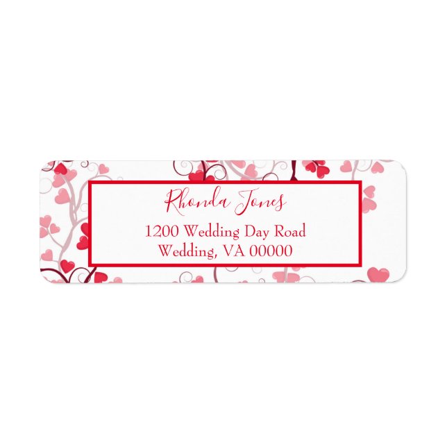 Etiqueta Corações adoráveis, vermelho e branco (Frente)