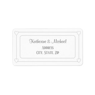 Etiqueta Corações Românticos Casamento Simples Branco Moder