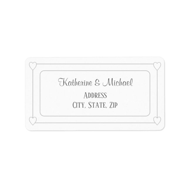 Etiqueta Corações Românticos Casamento Simples Branco Moder (Frente)