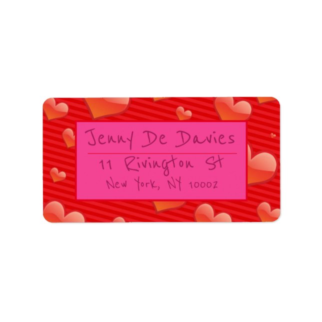 Etiqueta Corações Vermelhos (Frente)