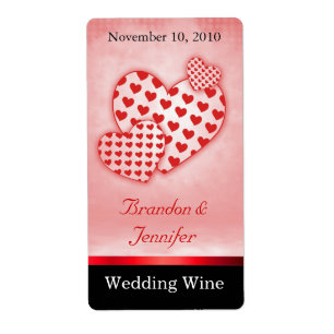 Etiqueta Corações vermelhos do divertimento que Wedding