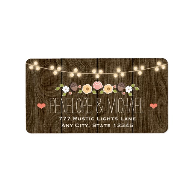 Etiqueta Corda de Lâmpadas Casamento outono Russo (Frente)