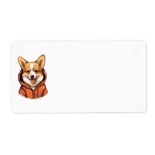 Etiqueta Corgi Engraçado Vestindo Moletom