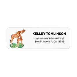 Etiqueta Coringa Safari Girafa Aniversário Endereço de Devo