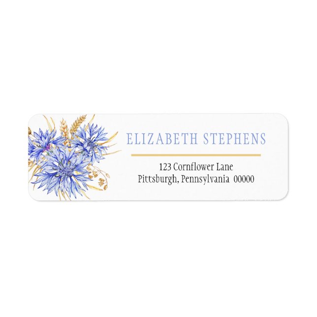 Etiqueta Cornflower Blue Floral (Frente)