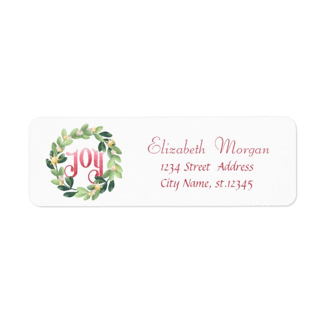 Etiqueta Coroa de Natal Joy Holiday (Frente)