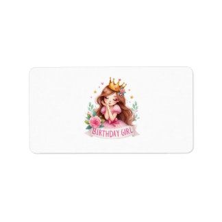 Etiqueta Coroa de Princesa Menina de Aniversário