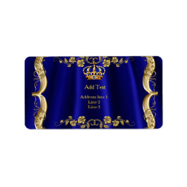 Etiqueta Coroa Dourada Casamento Azul Marinho Real