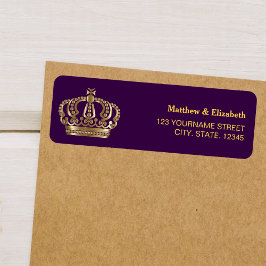 Etiqueta Coroa Dourada Casamento Roxo Real