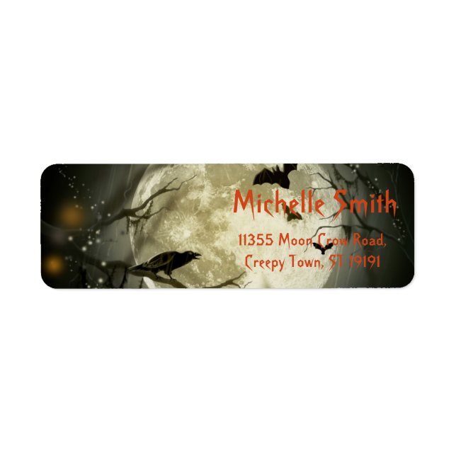 Etiqueta Coroa Personalizada de Halloween com Lua (Frente)