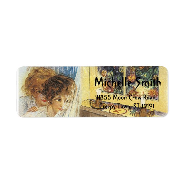 Etiqueta Coroa Personalizada de Halloween com Lua (Frente)