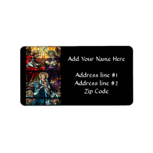 Etiqueta Coroação do vitral abençoado da Virgem Maria