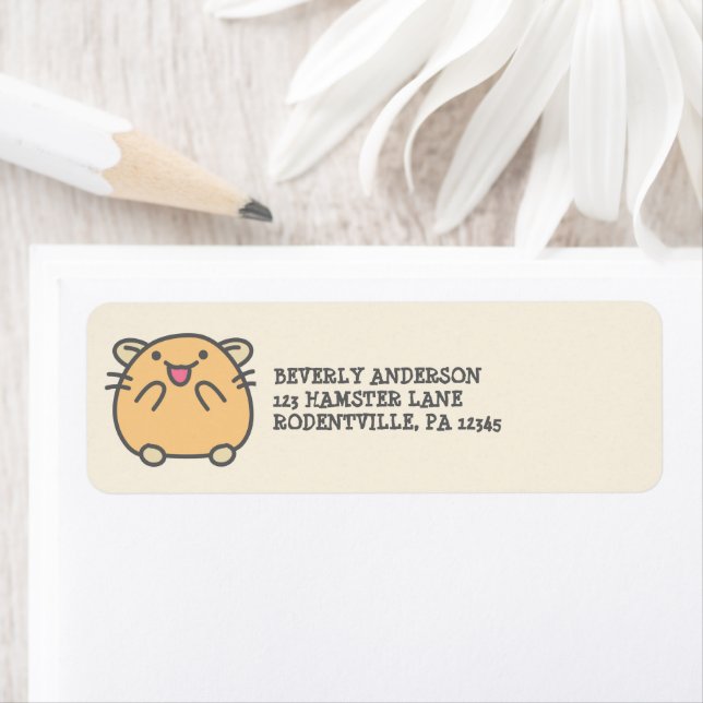 Etiqueta Cortado Amarelo Kawaii Endereço de Devolução do Ha (Insitu)