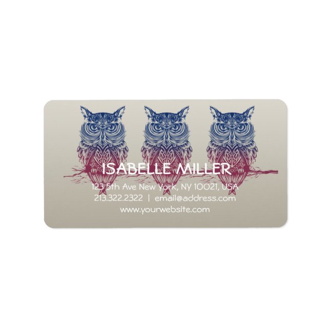 Etiqueta Coruja Celta Mágica (Frente)