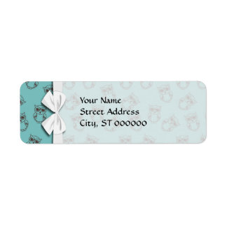 Etiqueta coruja fofa em azul