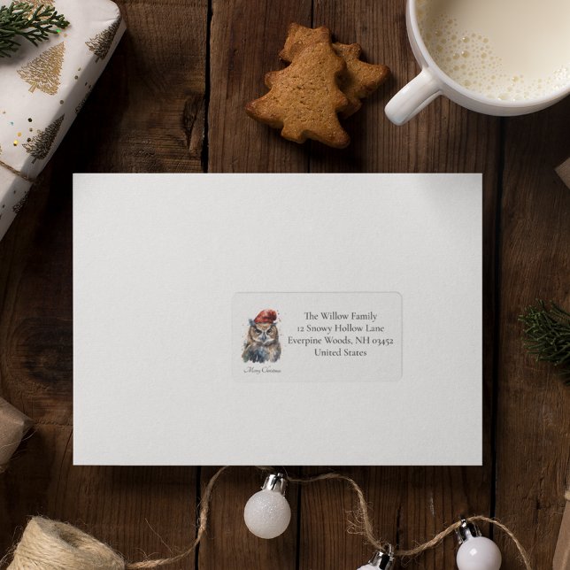 Etiqueta Coruja Invernal Encantada, personalizada (Criador carregado)