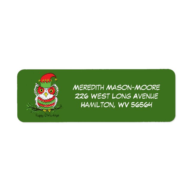 Etiqueta Coruja Natal Bonita Crianças Engraçadas (Frente)