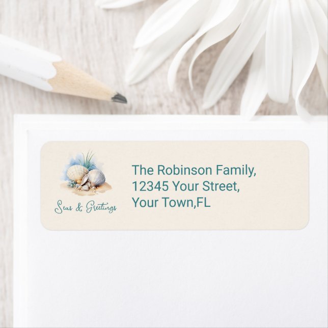 Etiqueta Costeira Natal Seas & Saudação Endereço de Devoluç (Insitu)