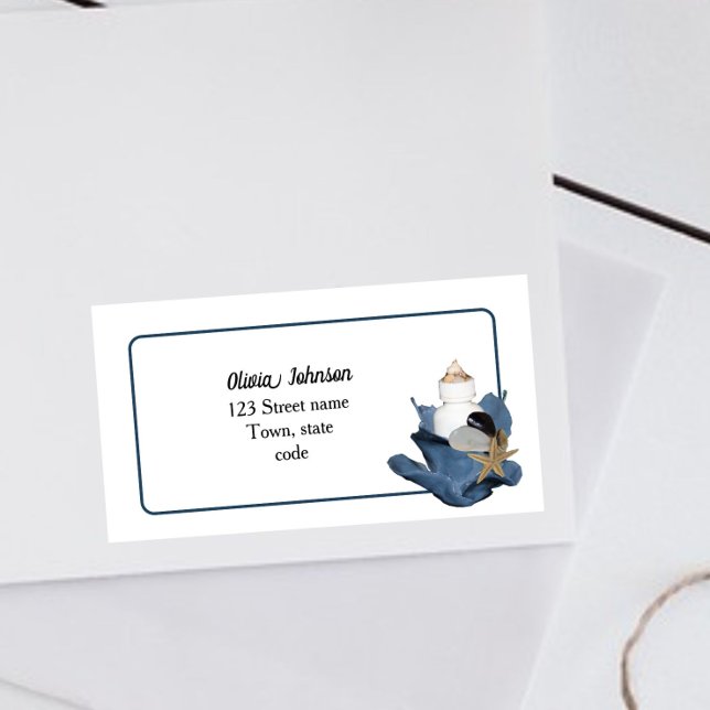 Etiqueta Costeira, praia azul, íris elegante moderna (Criador carregado)