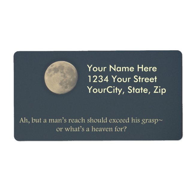 Etiqueta Cotação Robert Browning da Lua Completa (Frente)