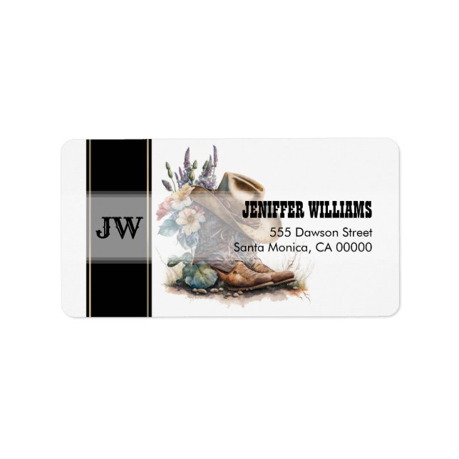 Etiqueta Country Cowgirl Boots Flower Hat Texas (Frente)