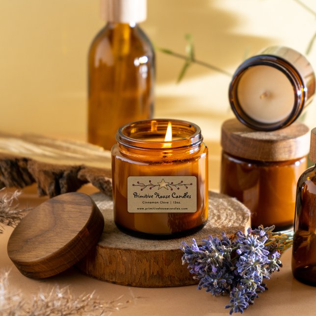 Etiqueta Country Kraft Star e Berries Candle Label (Criador carregado)