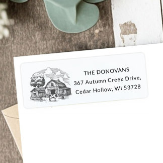 Etiqueta Country Rustic Barn Farmhouse Return Address 