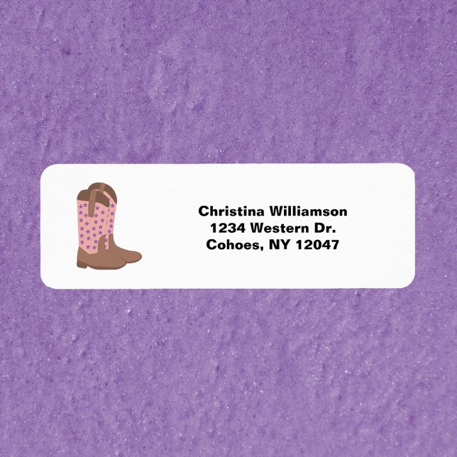 Etiqueta Cowboy Boots Stars Personalizar Endereço de Retorn (Return Address Labels with cowboy boots and text you can personalize!)