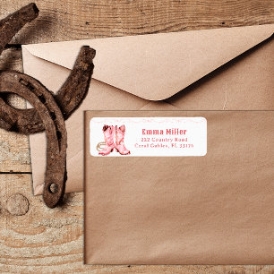 Etiqueta Cowgirl Rosa Boots Western Return Address Sticker