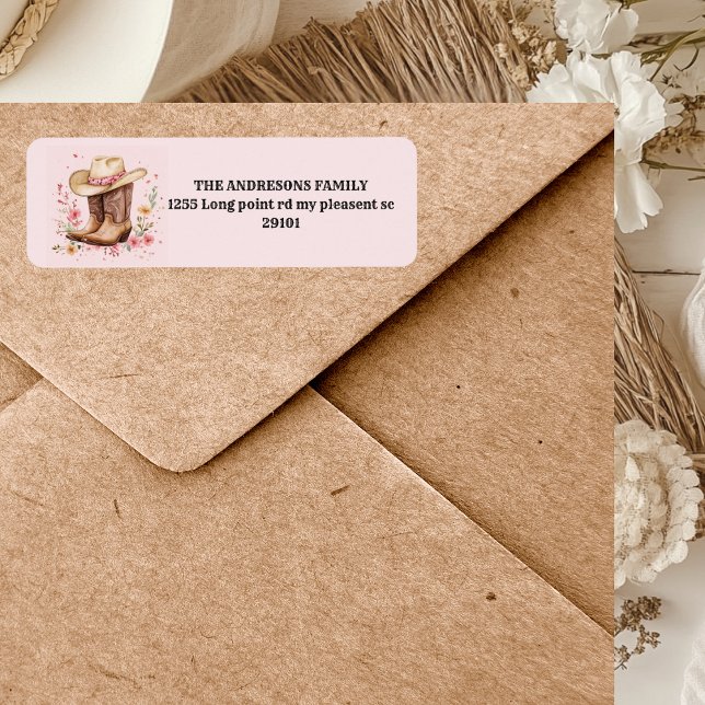 Etiqueta Cowgirl Wildflower Bash Birthday | Rosa Ocidental (Criador carregado)