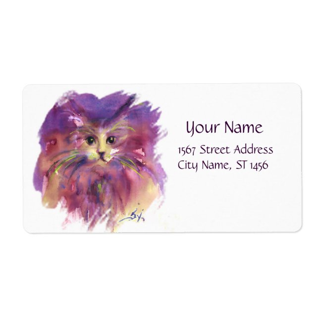 Etiqueta COZINHA RÚPIDA,RETRATO DE GATO KITTY, Branco (Frente)