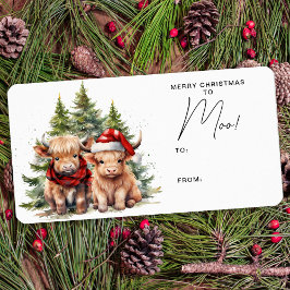Etiqueta Cozy Highland Cow Farm Animal Feliz Natal
