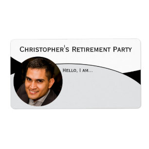 Etiqueta Crachá de papel fotográfico personalizado preto e 